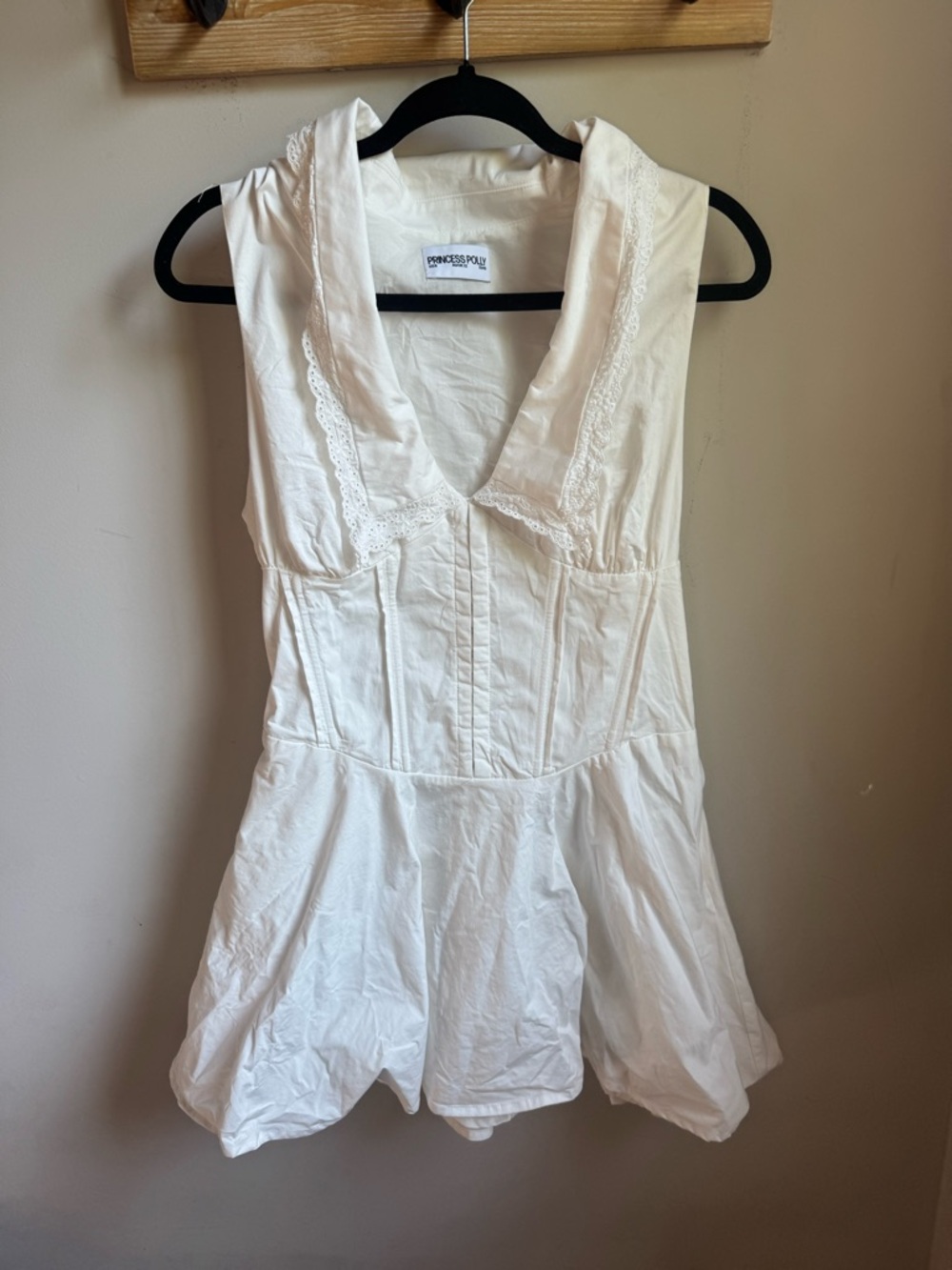 Princess Polly White Sleeveless Collar Mini Dress